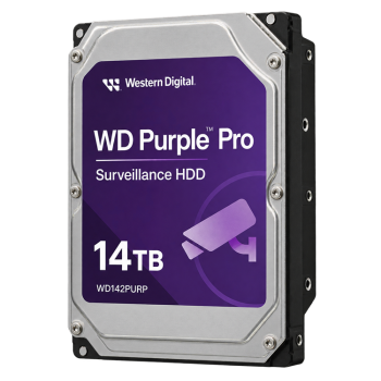 Western Digital WD142PURP 14TB WD Purple Pro surveillance hard drive right-side view