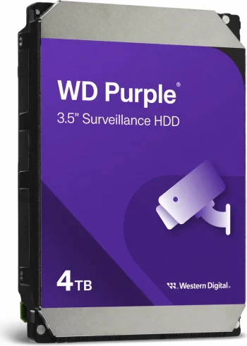 Western Digital WD43PURZ 4TB surveillance hard drive left-angle view