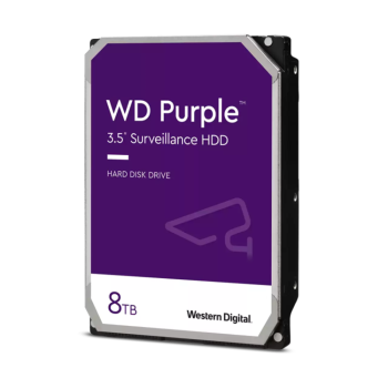 Western Digital WD85PURZ 8TB surveillance hard drive left-angle view