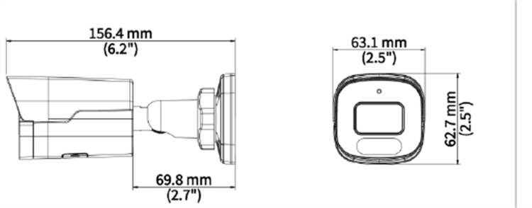 Uniview IPC2124SB-ADF28KM-DL-I1 bullet camera dimensions