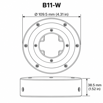B11-W junction box dimensions 109.5 by 38.5 millimeters