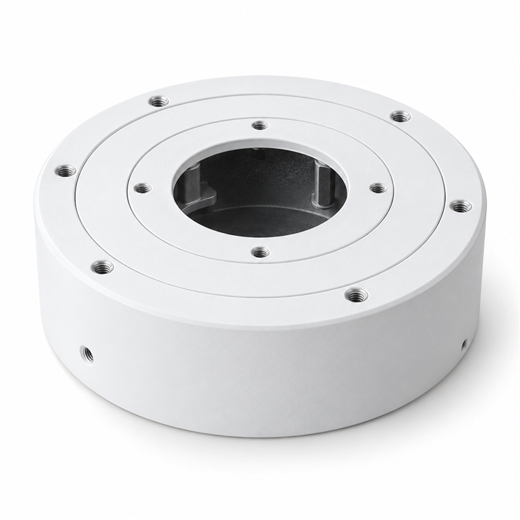 B11-W junction box front angled view in white aluminum alloy