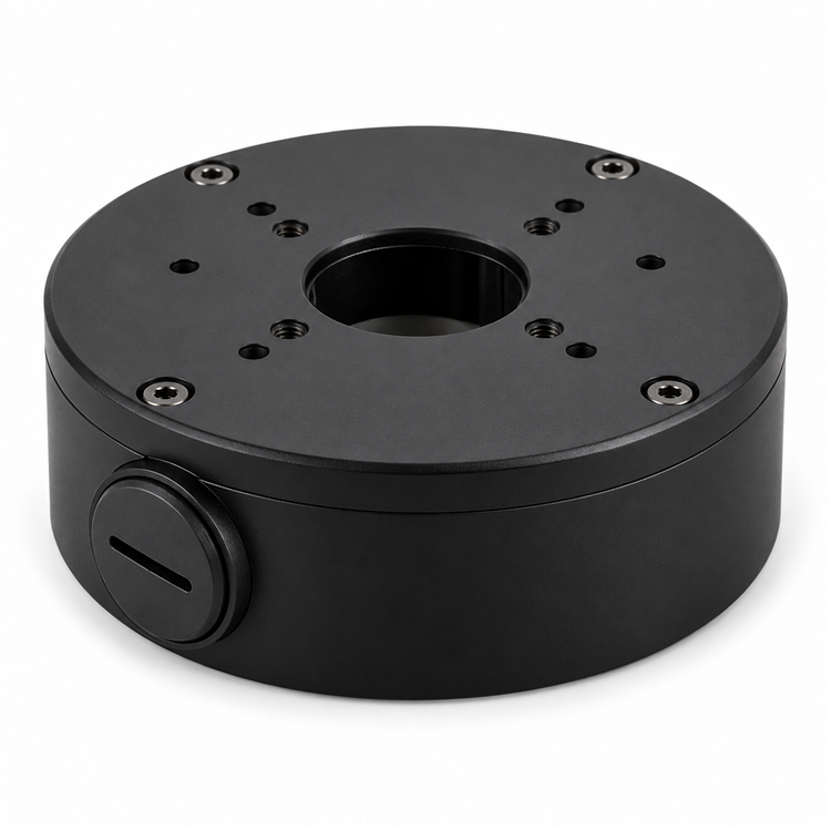 B8-G black camera junction box front angled view