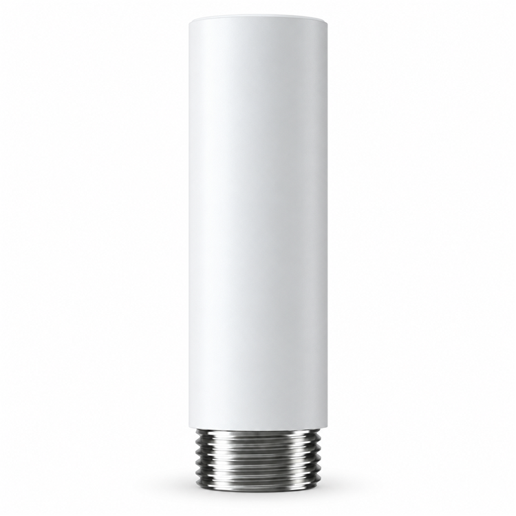 EX-100W white camera extension tube front view with G1 threaded base