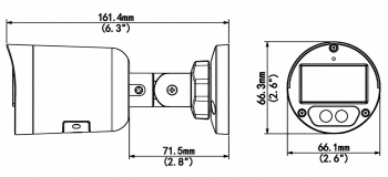 Uniview EC-B4F28DL 4MP dual light IP bullet camera dimensions diagram