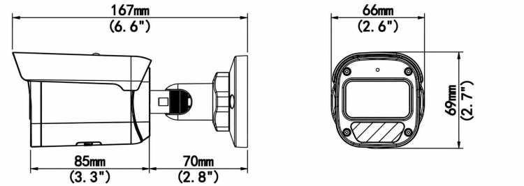 Uniview EC-B4F28M-V4 4MP fixed bullet network camera dimensions