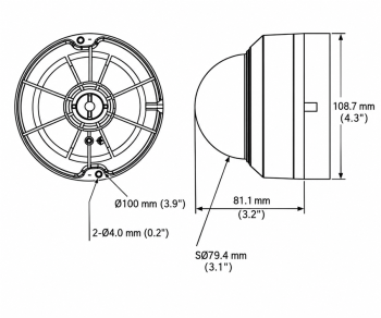 Uniview EC-D4F28M-V4 4MP dome camera dimensions diagram