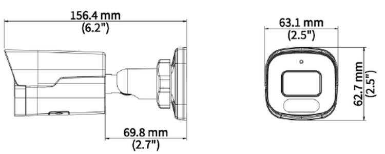 Uniview IPC2124SB-ADF40KM-DL-I1 4MP dual-light bullet camera dimensions